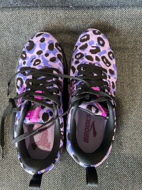 Brooks Purple and Black Leopard Print Running Shoes